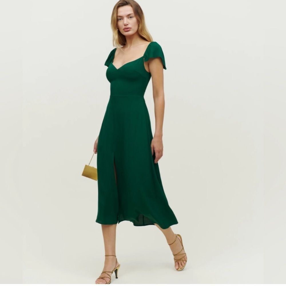 Reformation Baxley Emerald Green Midi Dress
